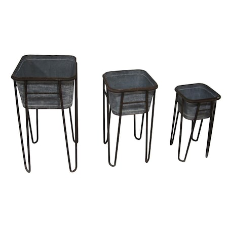 H2H Metal Bin with Removable Stand - Set of 3 H23370246